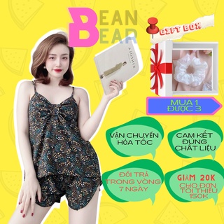 Đồ ngủ lụa 2 dây,đồ ngủ pijama lụa chất lụa Bean&Bear.Store free size từ 40-50kg