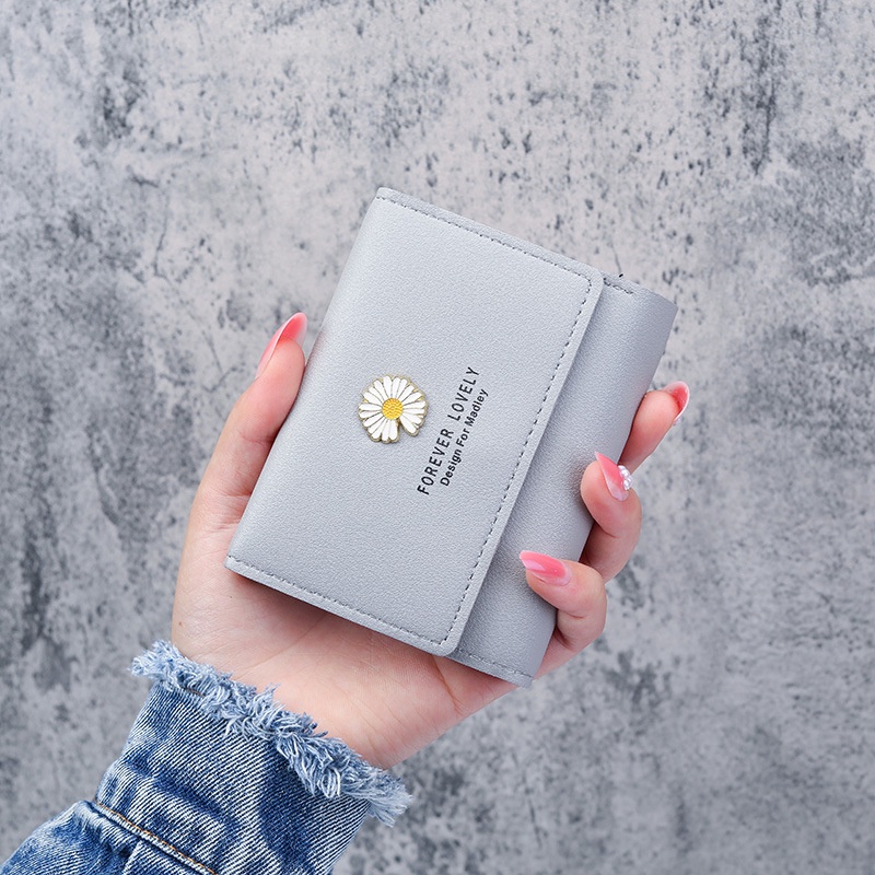 Ví Ngắn 30% Họa Tiết Hoa Cúc Phong Cách Hàn Quốc Dành Cho Nữ 2021