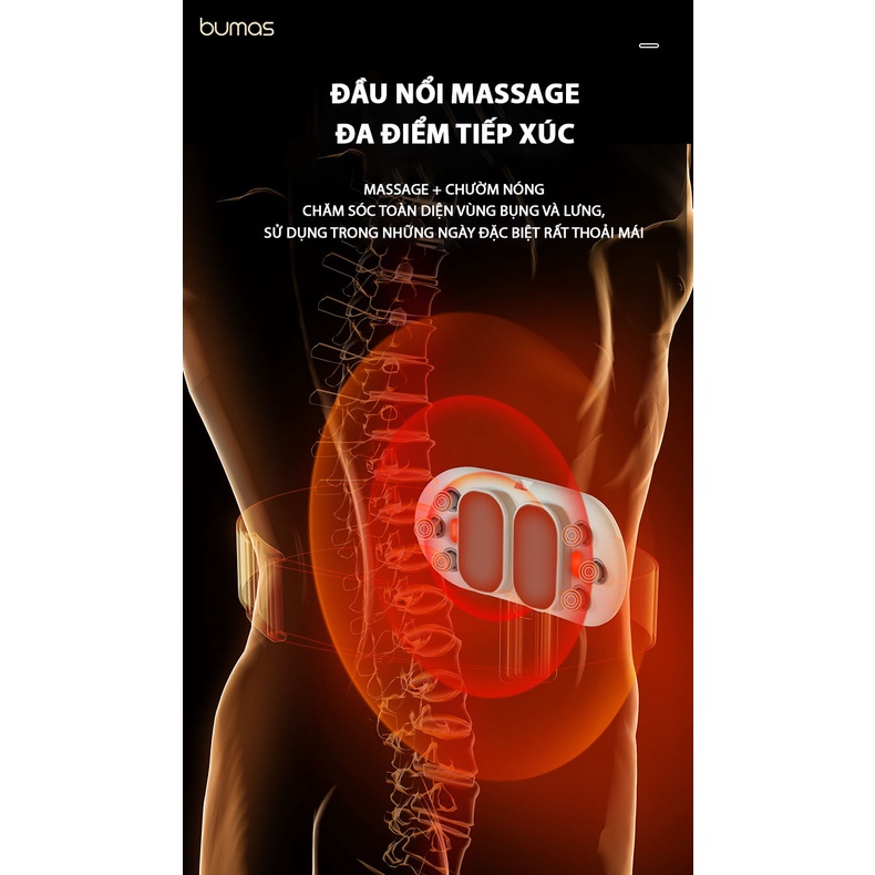 Máy massge bụng chườm ấm Bumas BU01, giảm đau bụng, đau lưng, xóa mờ thâm vết rạn,massage bụng giảm mỡ