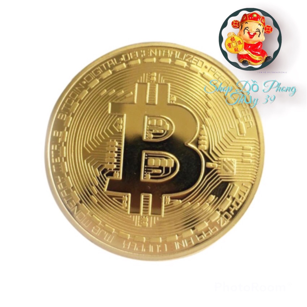 Đồng Xu BitCoin Lưu Niệm Niken Mạ Vàng 24k