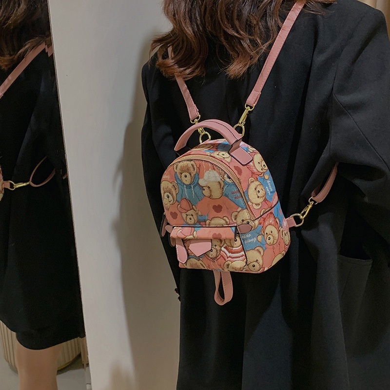 Ba Lô Da Mini Chuwanglin Hình Gấu Đa Chức Năng Cho Nữ