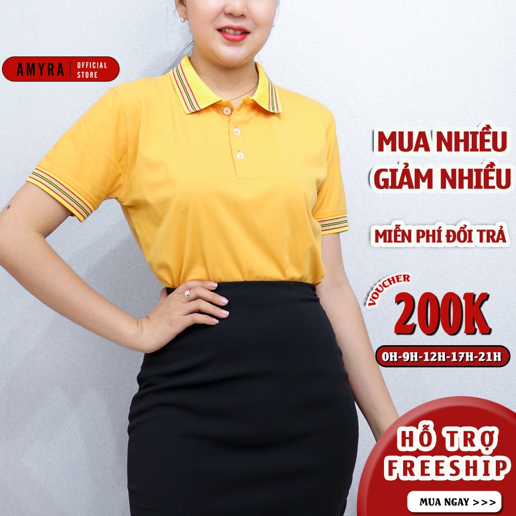 Áo Thun Polo Nữ Có Cổ Công Sở AMYRA, Phông Rộng Thun Cotton Trơn Co Tốt Mềm Mịn Thoáng Mát Thấm Hút Mồ Hôi AT048