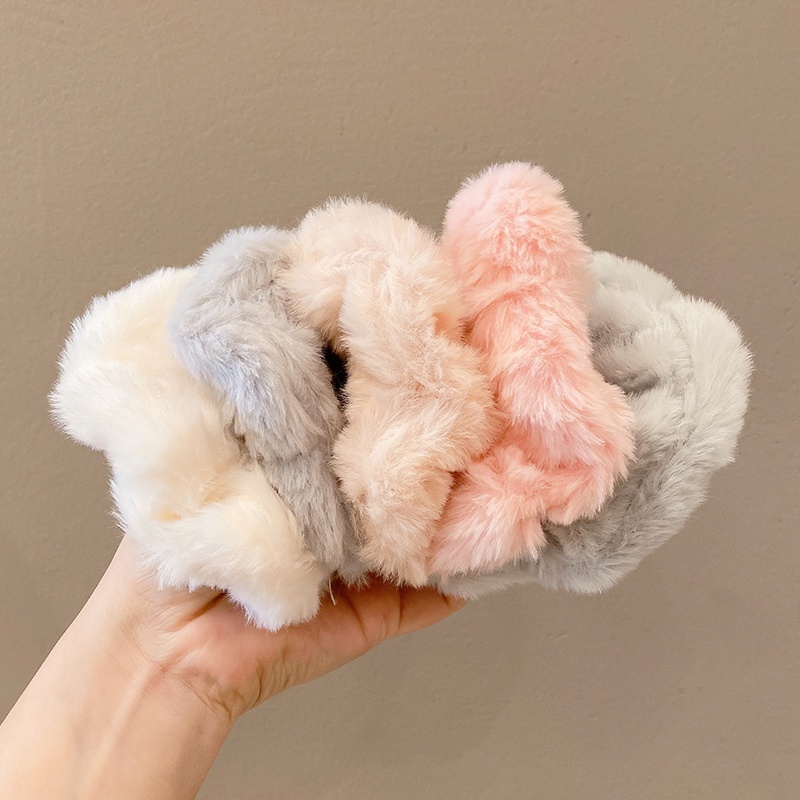 Bộ phụ kiện dây buộc tóc phối lông dễ thương thời trang Hàn Quốc