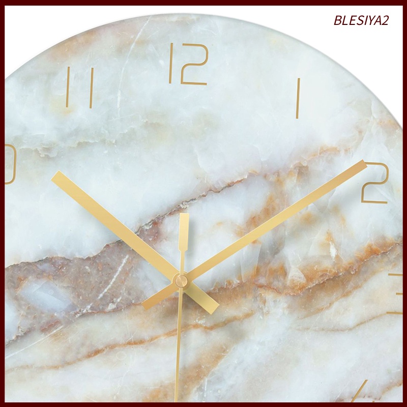 [BLESIYA2]12 in Modern Silent Quartz Wall Clock Non-ticking Glass Marbling Blue White