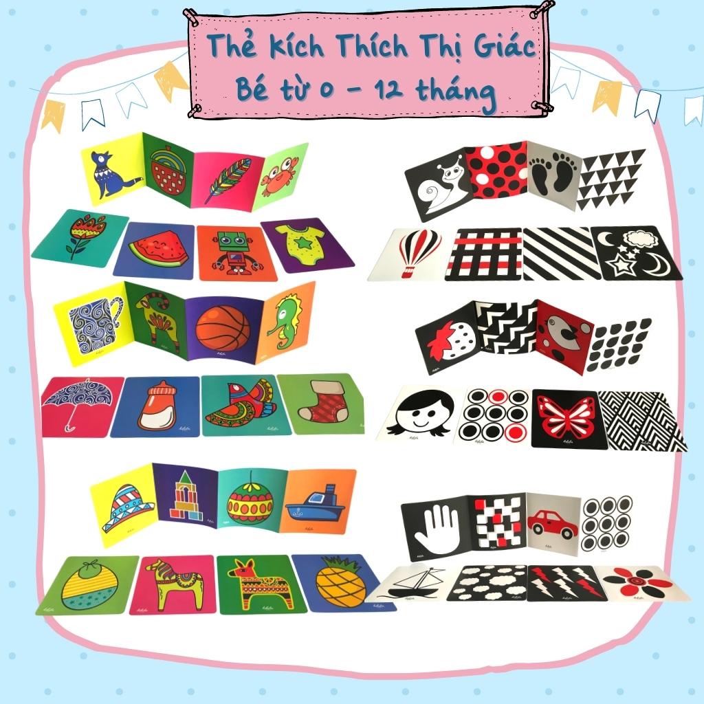Thẻ Gập Và Rời Kích Thích Thị Giác Cho Bé, Ép Plastic 2 Mặt Montessori LaLaLa