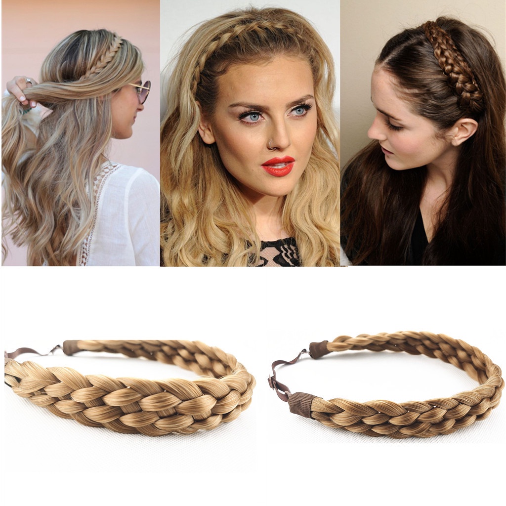 Băng Đô Tóc Giả Bản Rộng Co Giãn Phong Cách Bohemian 3.5Cm Dành Cho Nữ