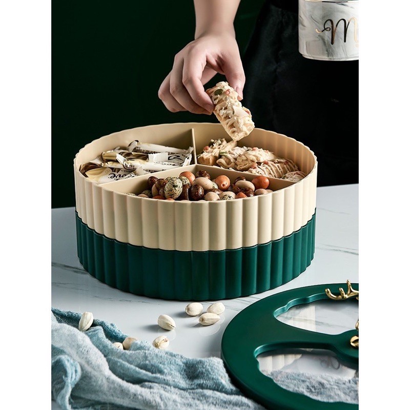 Hộp mứt tết, khay bánh kẹo 2 tầng nhưa cao cấp, hiện đại sử dụng quanh năm
