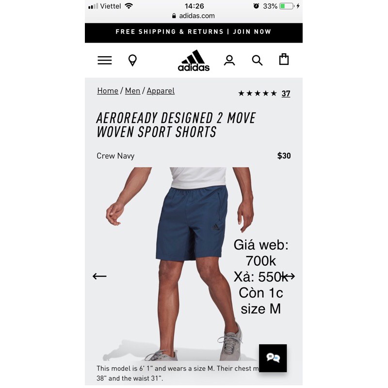 [CHÍNH HÃNG] Thanh lý Quần Adidas Aeroready Designed 2 Move Woven Sport