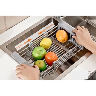 Giá rửa rau củ đa năng inox304-GRC01 (mầu ghi)