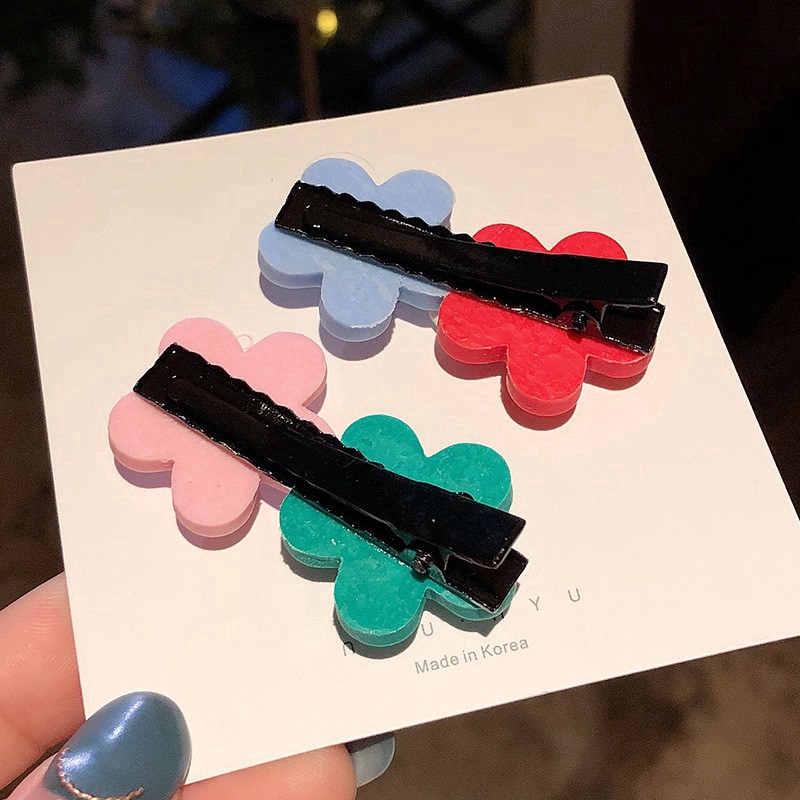 Kẹp tóc hình bông hoa đôi màu kẹo xinh xắn thời trang Hàn Quốc