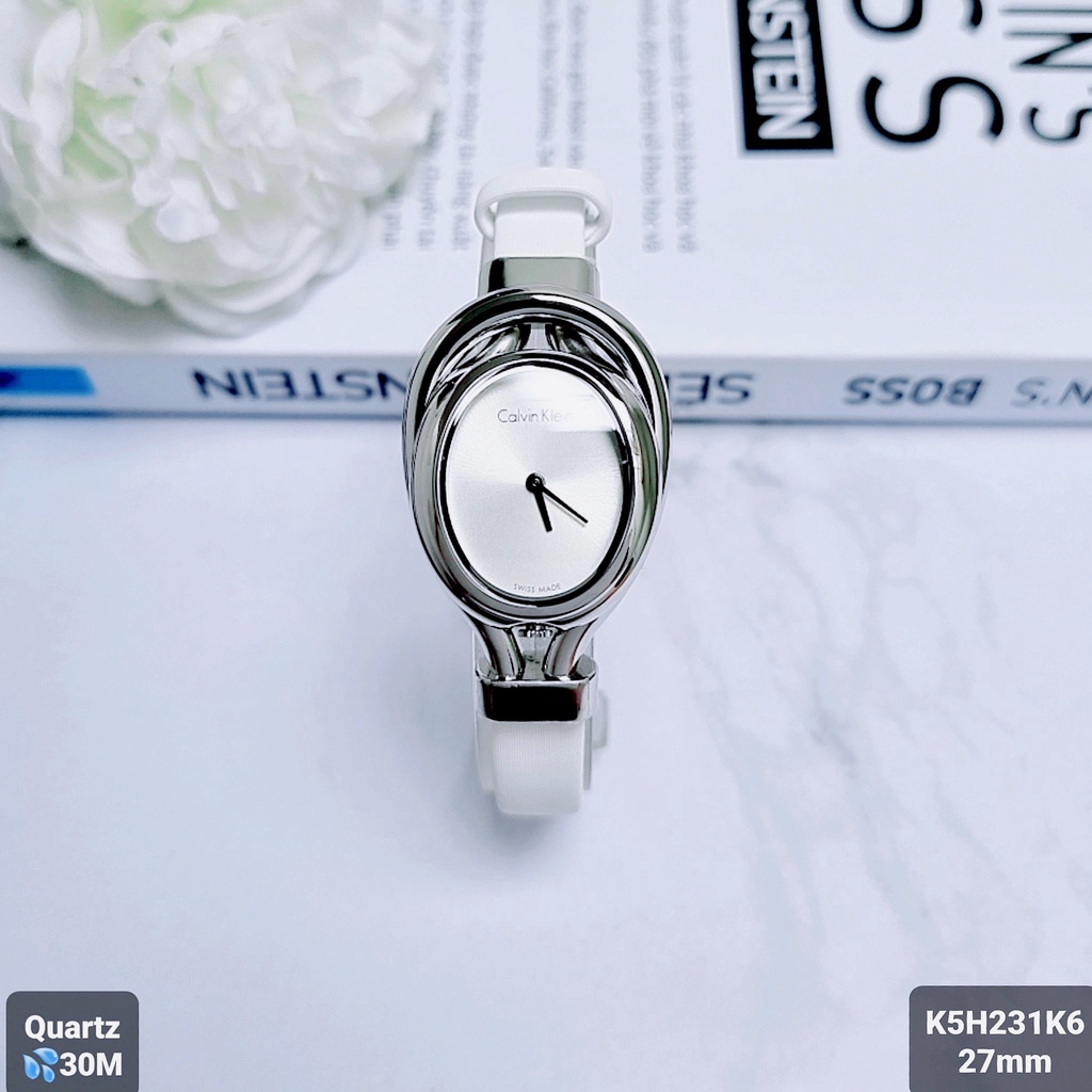 Đồng Hồ Nữ CALVIN KLEIN K5H231K6 Máy Pin Dây Da Trắng
