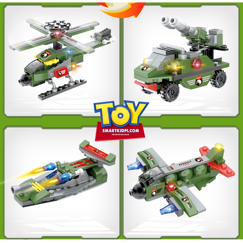 Đồ chơi lắp ráp máy bay chiến đấu quân sự lego xếp hình 8 trong 1 với 514 mảnh ghép