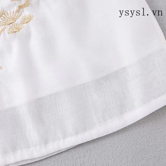 Hàng Có Sẵn Áo Ống Hán Phục Hai Dây Thêu Họa Tiết Chim Hạc Phong Cách Trung Hoa Cổ Điển Mùa Hè