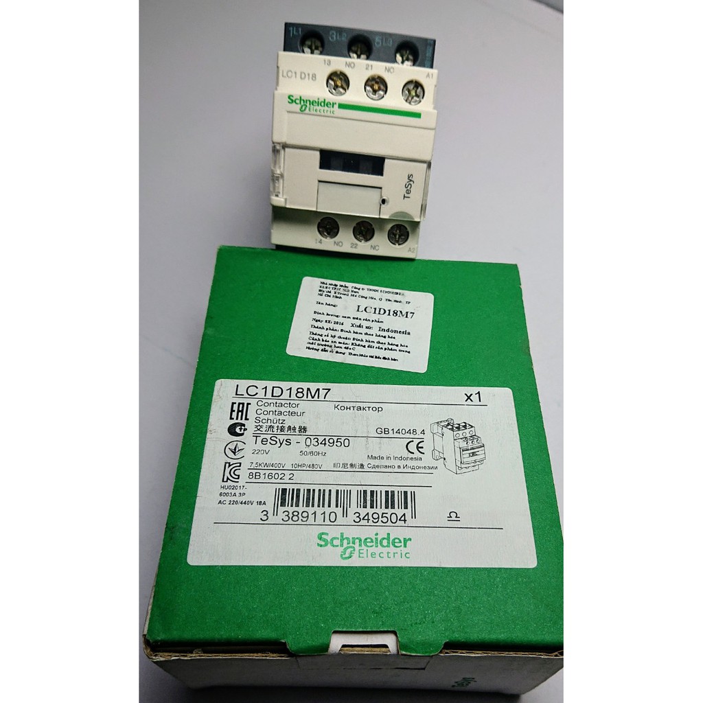 Contactor Schneider LC1D18M7 18A 7.5kW Coil 220V