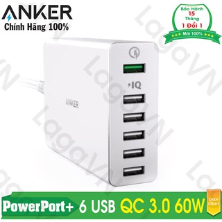 Sạc siêu bền anker powerport+ 6 cổng 60w quick charge 3.0 - a2063