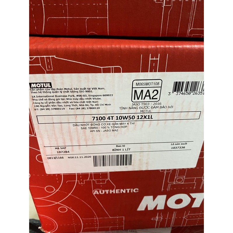 Dầu MOTUL 7100 4T 10W-50 1L 100% tổng hợp