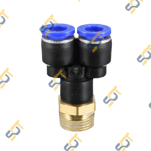 [PX NỐI ỐNG MỀM] Chữ Y ren ngoài bằng đồng nối nhanh 2 đầu cắm ống nhựa PU khí nén chất lỏng phun sương hơi nước