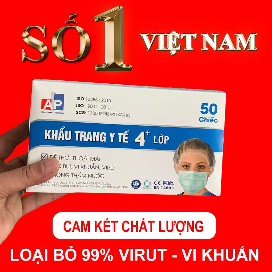 khẩu trang y tế An phú 4 lớp - 50 cái / hộp .