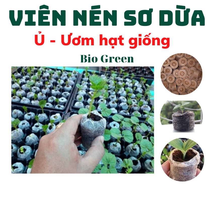 100Viên nén ươm hạt giống xơ dừa hữu cơ trồng rau, dâu tây, thủy canh, viên nén sơ dừa ươm cây giá rẻ