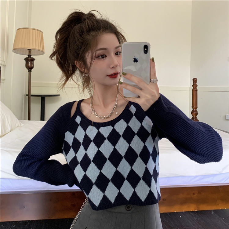 Porozi  Áo sweater dệt kim mỏng tay dài kiểu dáng thời trang phong cách Hàn Quốc dành cho nữ