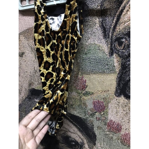 Bộ suit da báo lông nhung cho bé