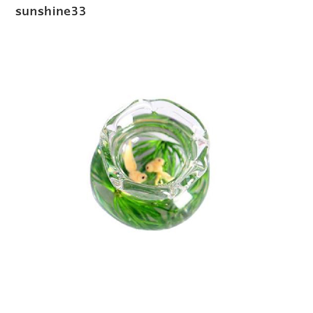 SU 1/12 Dollhouse Miniature Accessories Mini Resin Fish Bowl Simulation Goldfish n