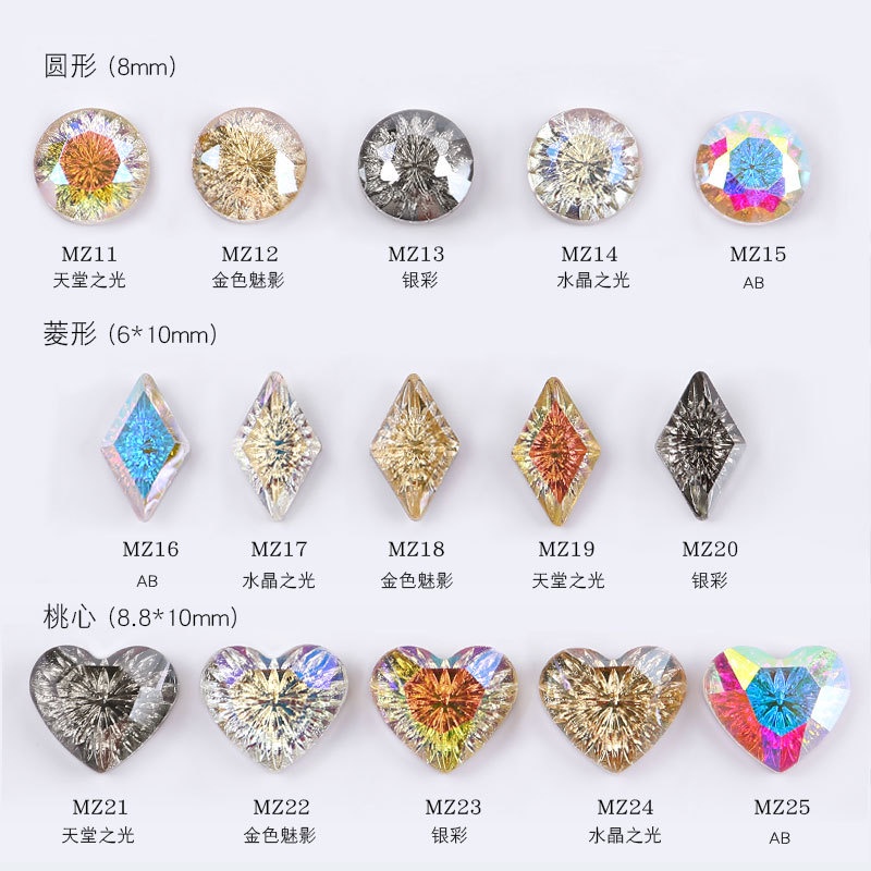 Hạt Kim Cương Tròn Hình Trái Tim Kim Cương Lấp Lánh Trang Trí Móng Tay Nghệ Thuật Mới