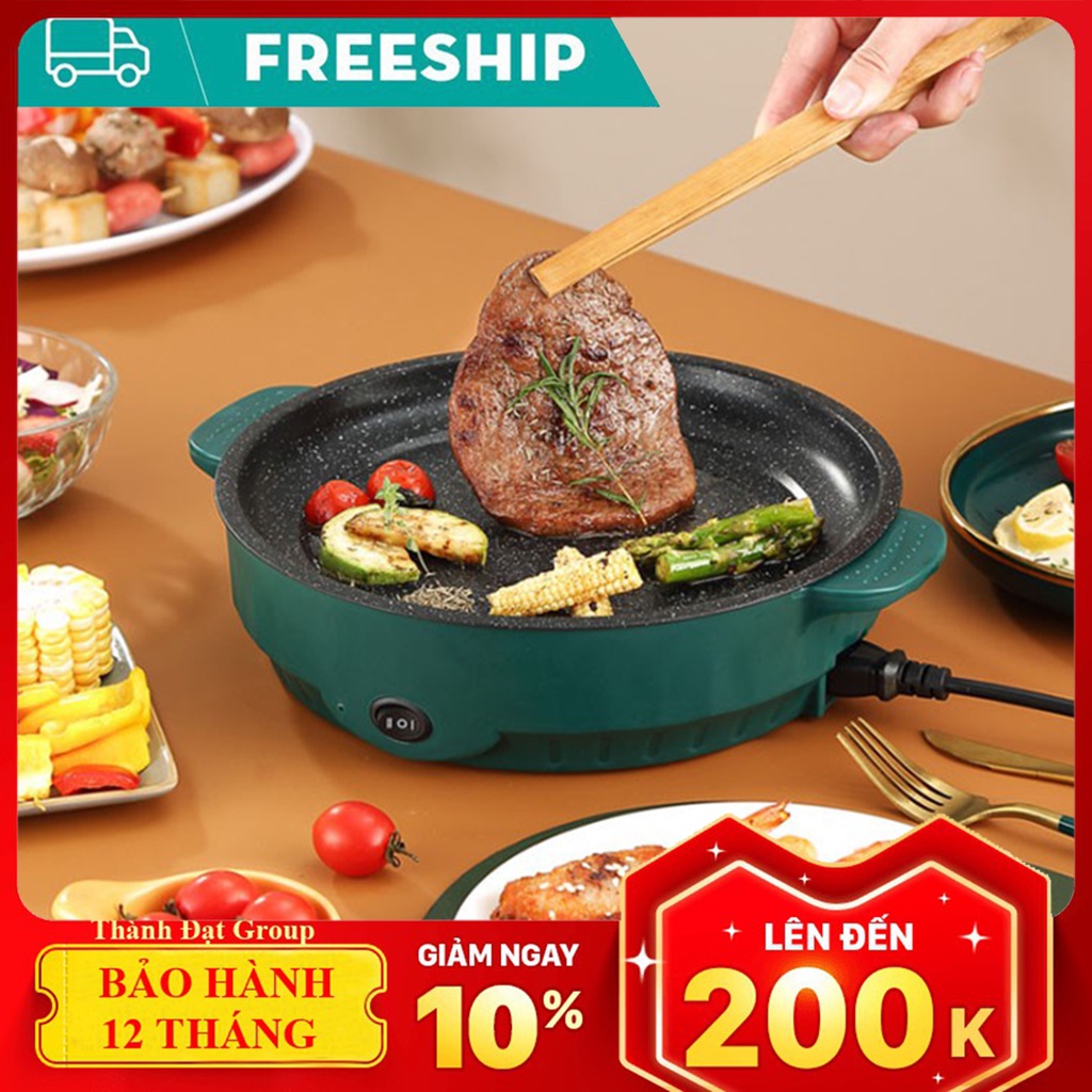 Chảo Nướng, Chiên, Xào 2 Nấc Nhiệt Công Xuất Lớn - Chống Dính Vân Đá Tiện Lợi Dễ Dàng Vệ Sinh