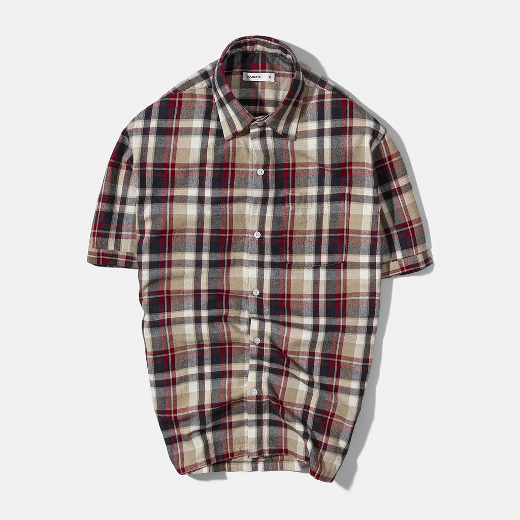 Áo sơ mi Flannel nam Double'D tay ngắn form Regular họa tiết kẻ caro SCN
