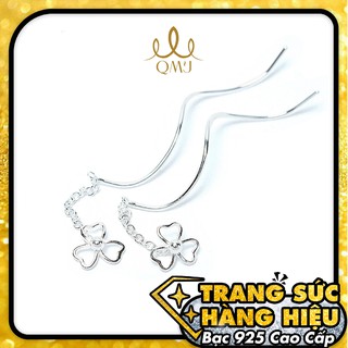 Bông tai bạc QMJ Cỏ may mắn dáng dài phong cách Hàn Quốc - Q093