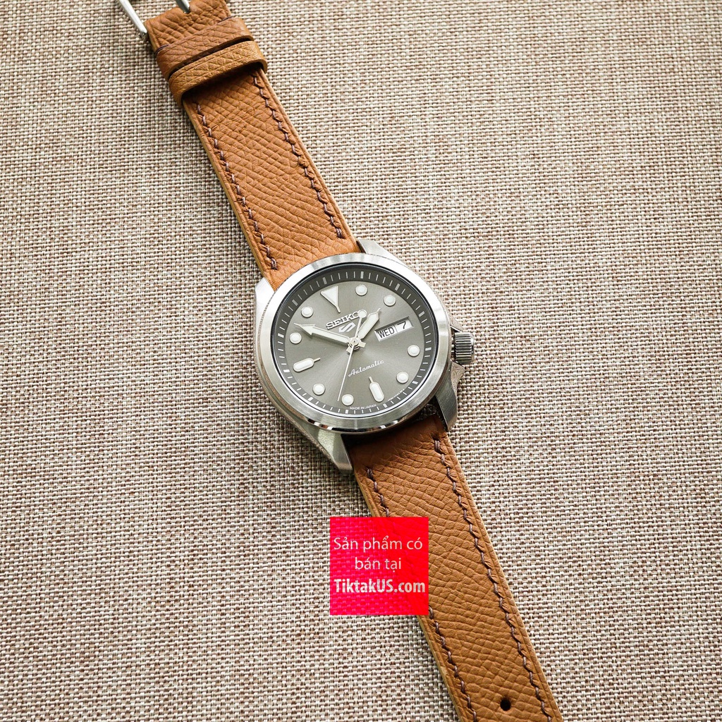 Dây đồng hồ da bò vân EPSOM chỉ viền nâu size 18mm - 20mm - 22mm nhiều màu