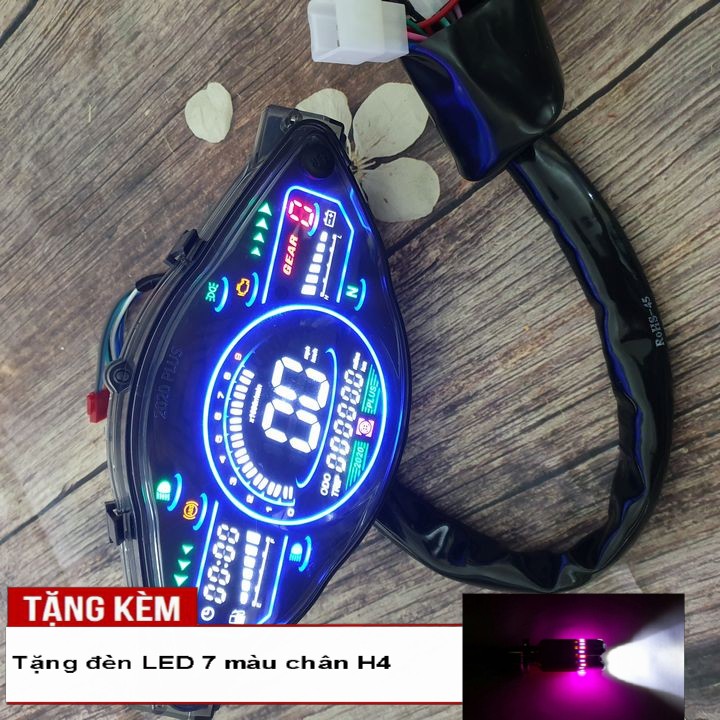 Đồng hồ điện tử xe Wave RS, Wave Anpha, Wave S100 mẫu 2020 Plus - Tặng ngay 01 đèn LED 7 màu chân H4 - S2720