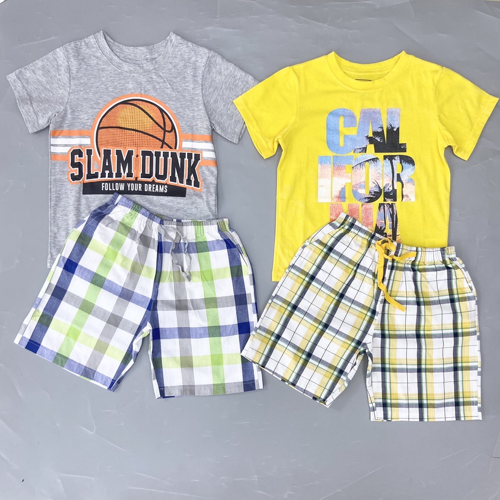 Đồ bộ bé trai size đại 19 - 45kg bộ quần áo bé trai size đại thun cotton quần đùi vải thô có túi - STGA