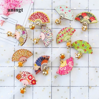 Kẹp Tóc Đính Chuông Thiết Kế Hình Quạt Phong Cách Retro Nhật Bản Xinh Xắn