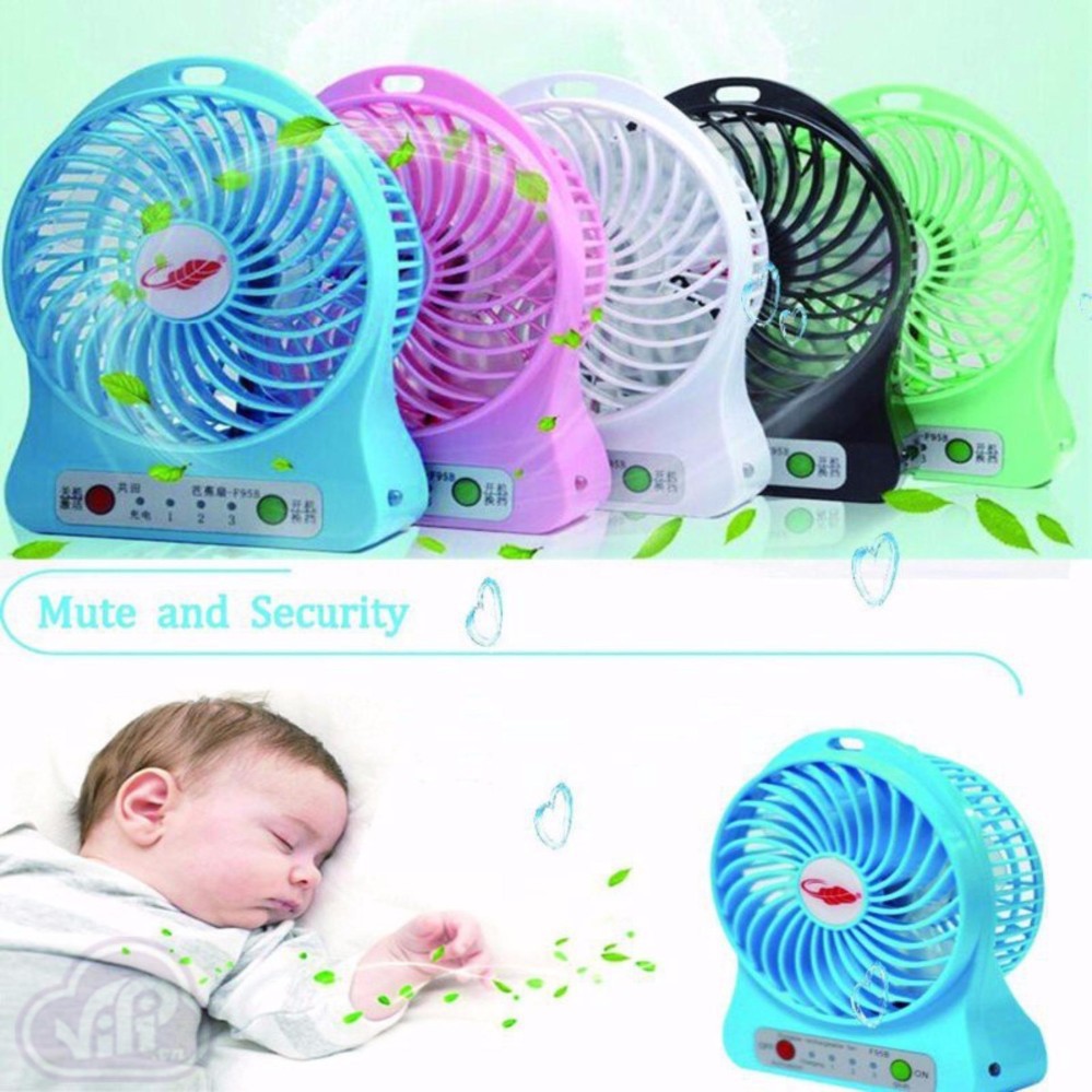 Quạt Sạc Tích Điện USB Mini Fan Có Đèn Led -TPF2