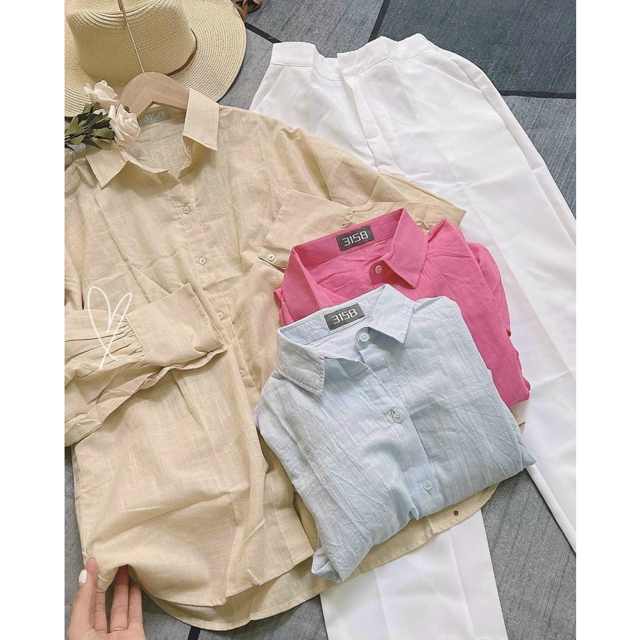 Sơ mi linen oversize nhiều mắc sắc mùa hè Mụp Store