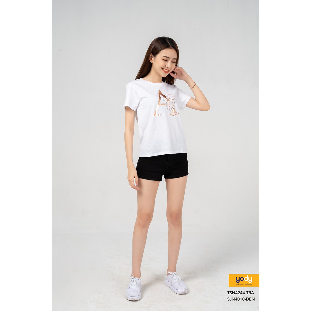 Quần đùi jean nữ YODY, quần short ngắn cạp cao dáng ôm cá tinh - SJN4010