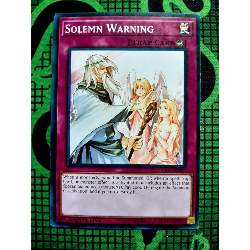 THẺ BÀI YUGIOH NEAR MINT -Solemn Warning - SR05-EN037 - Common 1st Edition