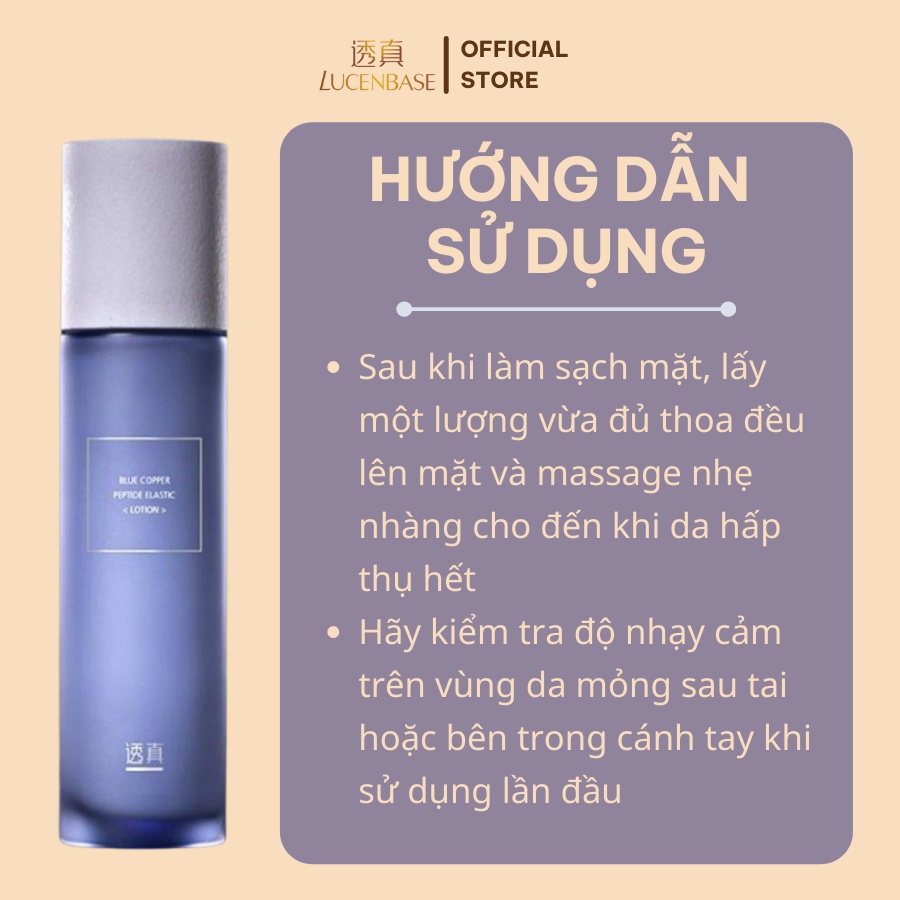 [Mã FMCGMALL -8% đơn 250K] Sữa dưỡng lotion blue copper peptide LUCENBASE cấp ẩm, giảm viêm đỏ 100ml