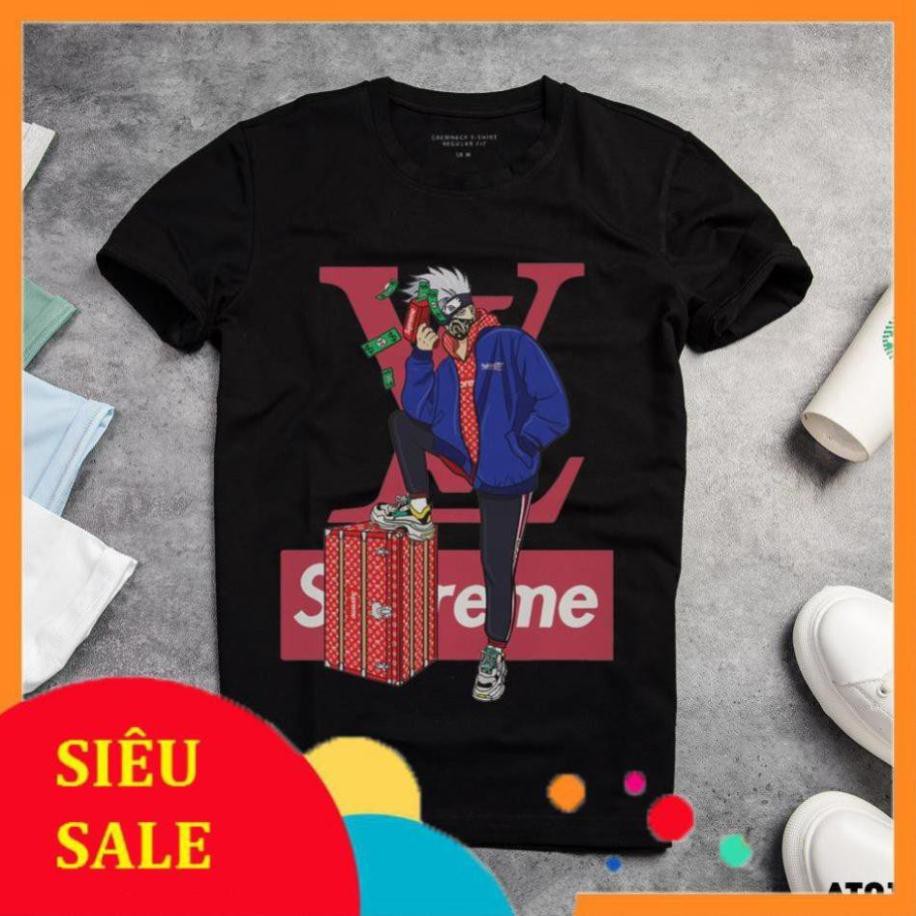 Áo thun in unisex,tay ngắn, tay lỡ, áo thun kết hợp lv, supreme ninja kakashi, naruto