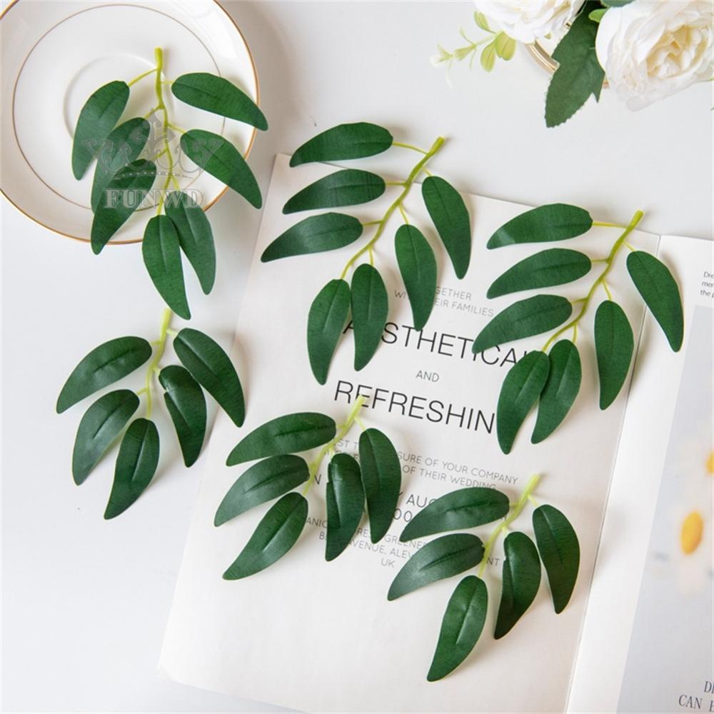 【FUNWD】Retro Willow Leaves Artificial Leaf DIY Craft Decorat Wedding Home Party Decor qXoicW
