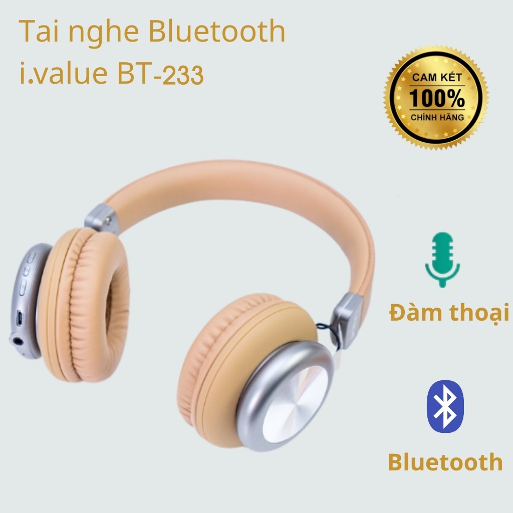 Tai nghe bluetooth choàng đầu có mic i.value BT-233, Đàm thoại, Hàng chính hãng