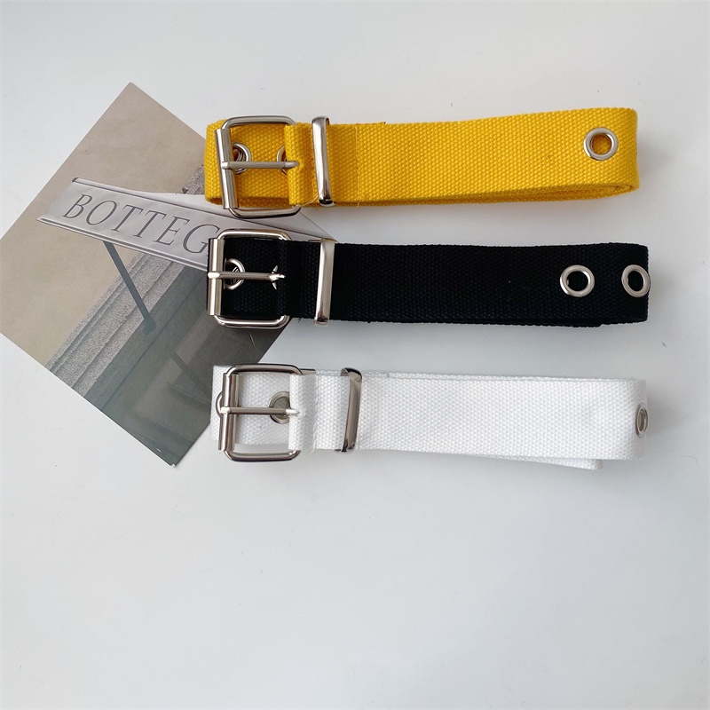 Thắt Lưng Vải Canvas Phối Lỗ Kim Loại Thời Trang hip hop Hàn Quốc Cá Tính Cho Nam Và Nữ