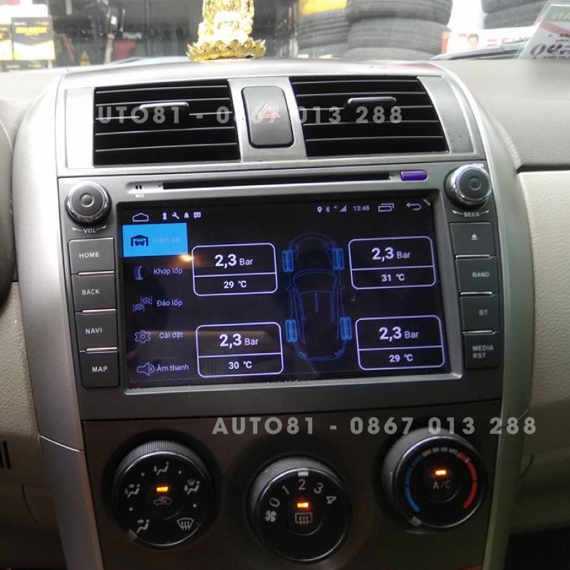 Cảm biến áp suất lốp ô tô, cảm biến áp suất lốp Icar TN602, van trong, tích hợp màn hình Android