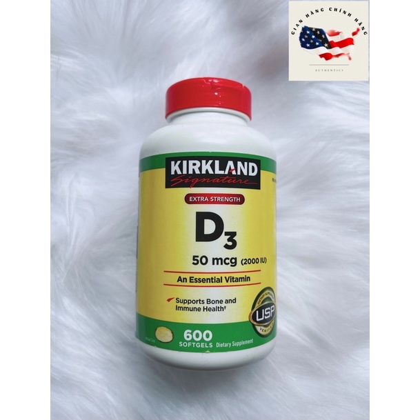 [Hàng Mỹ ]date11/2024 Vitamin D3 50mcg (2000IU) Kirkland chai 600viên)