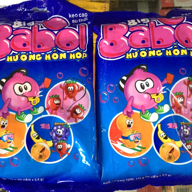 Kẹo Cao Su Hương Trái Cây Big Babol Gói 170g(50 viên)