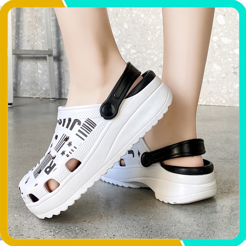 Dép Sục Cross Piart Nam Nữ Thời Trang Phong Cách Hàn Quốc, Đế Cao 5cm, Chống Trơn Trượt, Tặng Kèm Sticker Dễ Thương