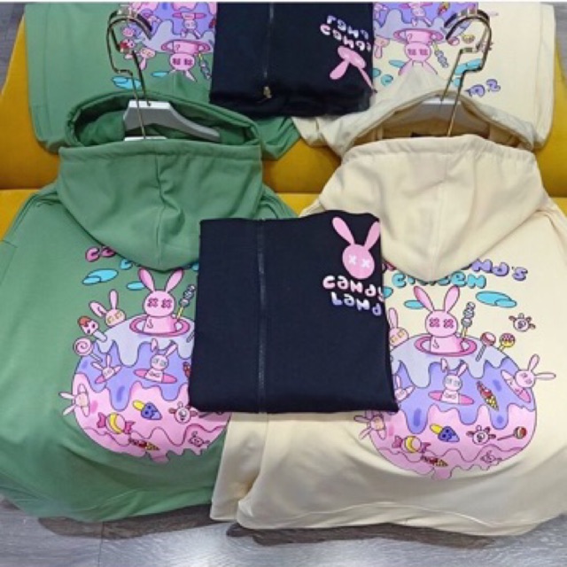 🔅Áo Khoác Nỉ Có Mũ Rabbit - Áo Hoddie Zip Nỉ Ngoại Form < 75kg