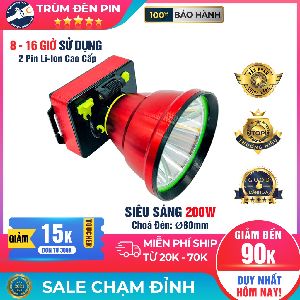 Đèn pin đội đầu YUXING 8108 LED 200w siêu sáng chiếu xa chống nước ánh sáng Vàng và Trắng đèn đeo đầu soi ếch dã ngoại