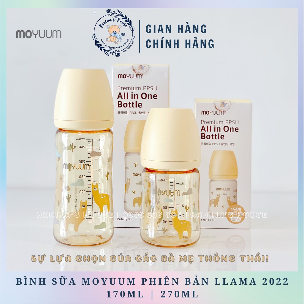 Bình sữa Moyuum Hàn Quốc Llama  vàng 170ml/270ml